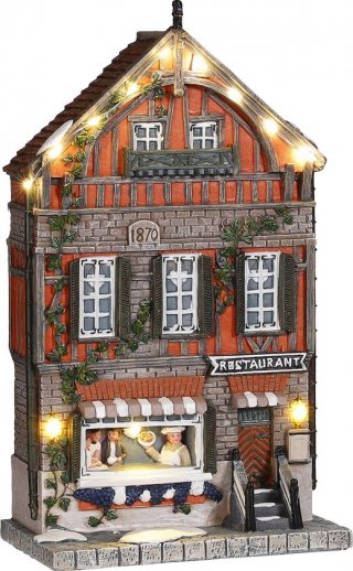 Luville - Restaurant battery operated - l16xb9xh27,5cm - Kersthuisjes & Kerstdorpen