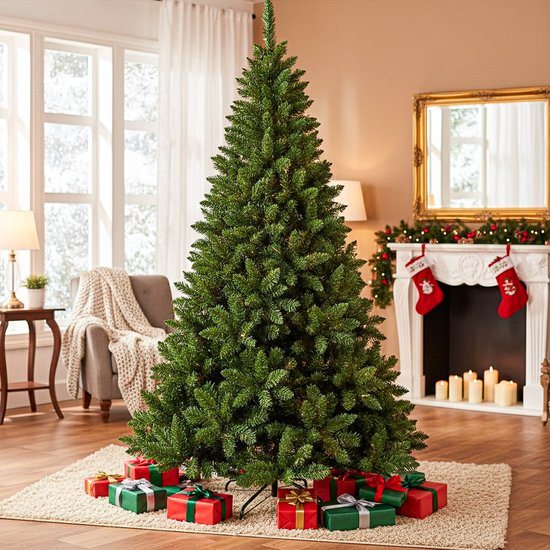 AG Luxe kunstkerstboom met verlichting 210 cm – 1200 takken en 11 lichtstanden