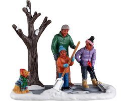 Miniatuur Figuur: Man Sneeuw Ruimend voor Kerstdorp
