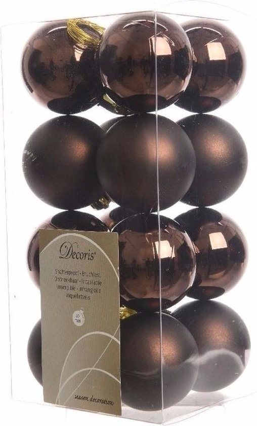 Decoris kerstballen - 16 stuks - 4cm - kunststof