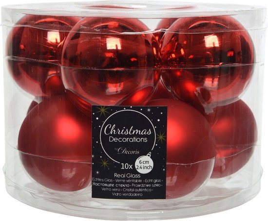 Decoris kerstballen - 10 stuks - 6cm - Glas