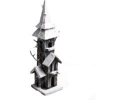 Kerstdorp - Huis - Grijs - 40 cm Hoog - Led Verlichting