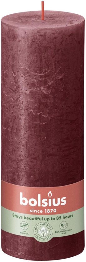 Bolsius Stompkaars Rustiek Velvet Red - 19 cm / ø 7 cm