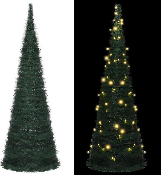 vidaXL - Kunstkerstboom - met - verlichting - pop-up - 180 - cm - groen