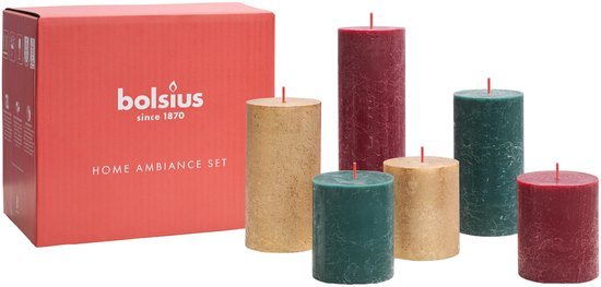 Bolsius - Rustieke kaarsen set metallic - 6 stuks - Jolly