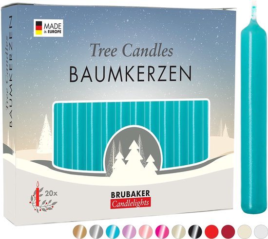 BRUBAKER 100 Stuks - Boomkaarsen - Turquoise - Kerstkaarsen - Piramidekaarsen - Kerstboomkaarsen - 95/12.5 mm – Kaarsen - Kaarsjes