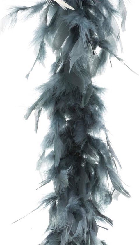 Boa kerstslinger - veren - grijs - 200 cm - kerstversiering - slingers - kerstboomversiering