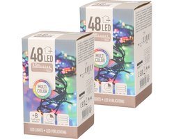 Kerstverlichting - 2x - gekleurd - op batterijen - 3,5 meter - indoor - kerst lampjes