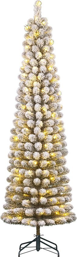Black Box Trees Charlton Smalle Kunstkerstboom met Warm Witte LED Verlichting - H260 x Ø63 cm - Groen Frosted