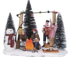 LuVille Kerstdorp Miniatuur Party op de Piste - L16 x B12 x H12,5 cm