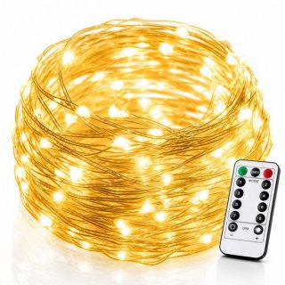 BOTC Lichtsnoer Binnen en Buiten Met Afstandsbediening - Fairy Lights 10 meter - LED Lampjes Slinger - Soothe Lichtsnoer Binnen - Op Batterijen - Warm White