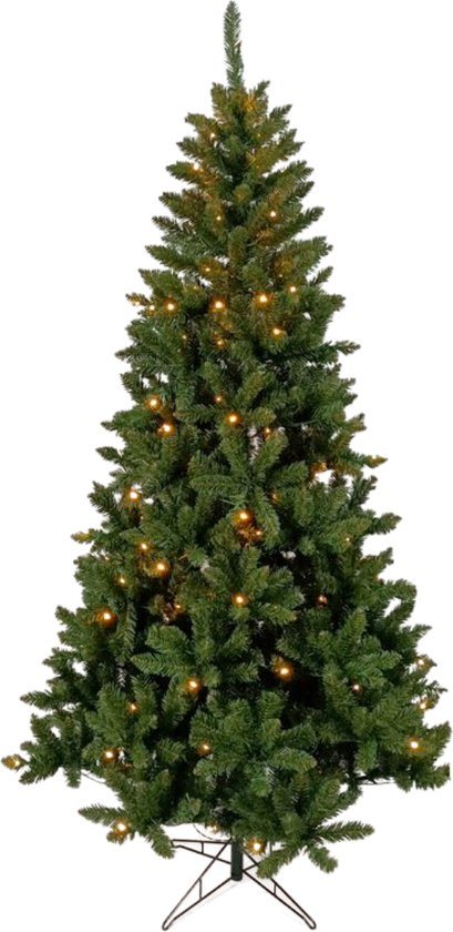 Buxibo Kunstkerstboom 180cm met LED op Metalen Standaard - 150 Warm LED-licht en 8 lichteffecten - Kerstboom 700 Takken PVC Groen