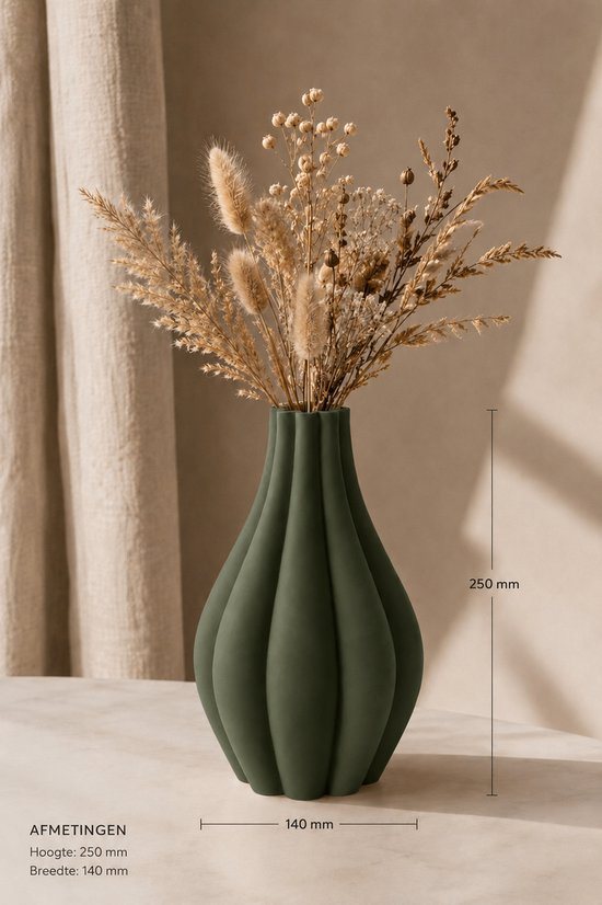 Design Vaas 25 cm – Organische Japandi Vaas – Scandinavische Minimalistische Woondecoratie