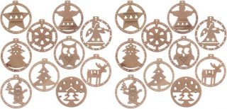 Ruhhy Kerstballen - 20x stuks - hout - kerstfiguren - kerstboomversiering - kerst