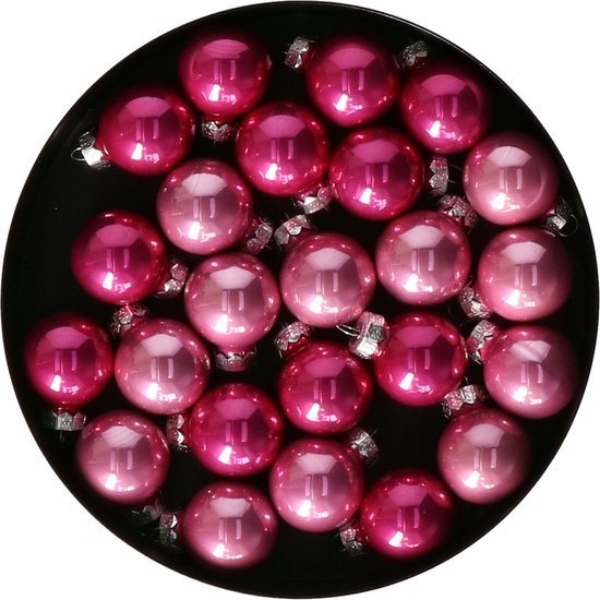 Othmar Decorations mini kerstballen - 24x st - roze tinten - glas - 2,5 cm