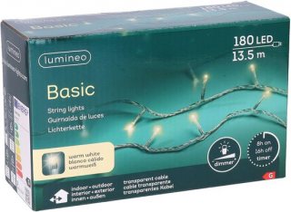 Kerstverlichting lichtsnoer - 180 led lampjes - warm wit - 1350 cm - Kerstlampjes/kerstlichtjes - binnen/buiten