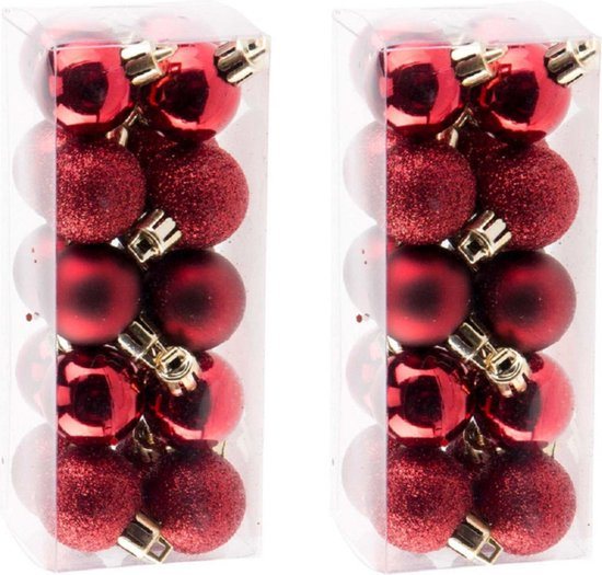 Cosy & Trendy Kerstballen - 40x stuks - klein - donkerrood - 3 cm - Onbreekbare plastic kerstballen - Kerstversiering