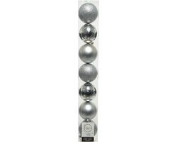 7x stuks kunststof kerstballen zilver 8 cm - Mix - Onbreekbare plastic kerstballen
