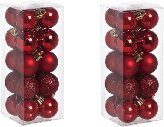 Cosy & Trendy Kerstballen mini - 40x - rood - D3 cm - kunststof - kerstversiering - Onbreekbare plastic kerstballen