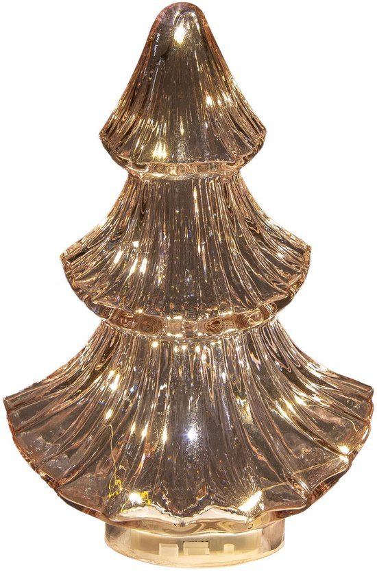 Annas collection - Boompje glas LED 15,5x9,5 cm roze