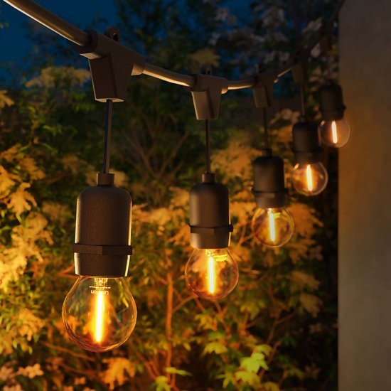 Ledvion - LED Prikkabel - 5M - Incl. 5x Goud E27 LED - 1W - 2100K - Incl. 5 Gold - IP65