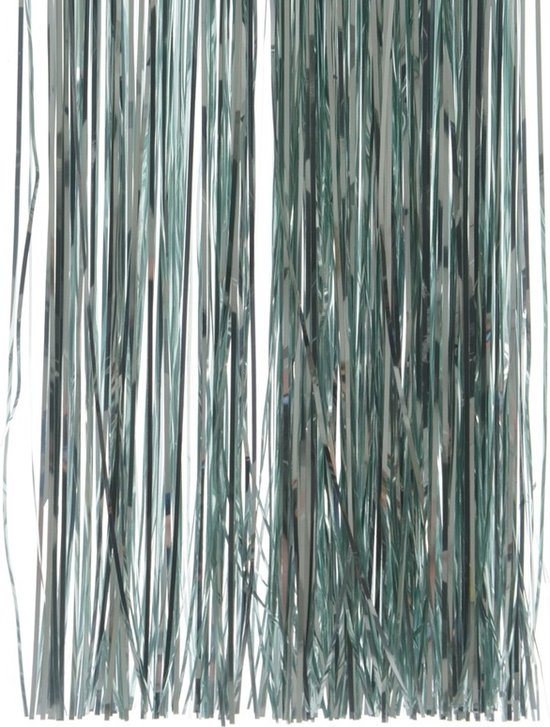 2x Mint groene kerstversiering folie slierten 50 cm - Tinsel kestboom slingers 50 x 40 cm 2 stuks