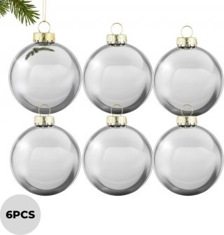 Lomera Zilveren Kerstballen - Glazen Kerstballen - Kerstboom Decoratie - Set Van 6 - Diameter 8 CM - Stijlvolle Kerstdecoratie - Feestelijke Uitstraling - Winterse Sfeer - Klassieke Glaswerking - Duurzame Kwaliteit - Sprankelend Accent