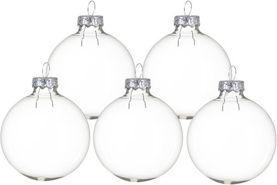 Kerstballen set - 10x stuks - transparant - glas - 6 cm - glans/mat - kerstversiering