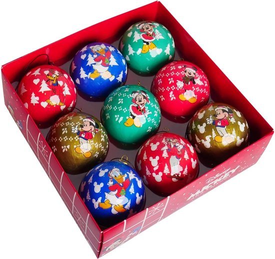 Kerstballen box 9 stuks 75mm Mickey Mouse