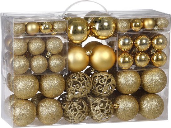Casaria Kerstballen - Set van 100 Mat Glanzend Ø 3 4 6cm - Goud