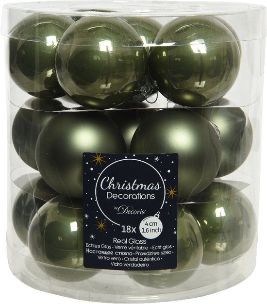Decoris Kleine kerstballen - 18x st - mosgroen - D4 cm - glas - kerstversiering