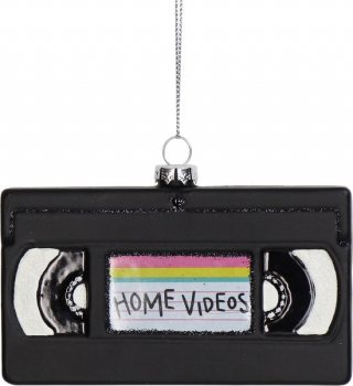 HD Collection – Glazen Kerstornament Hanger – Video Tape Design - videoband – Zwart – 11,5 cm – Sfeervolle Kerstdecoratie