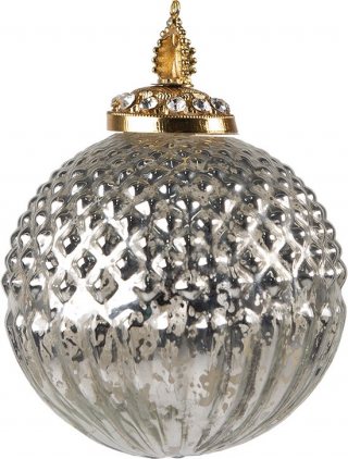 Clayre & Eef Kerstbal Overig Ø 10 cm Zilverkleurig Glas Kerstballen