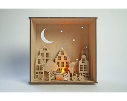 Kerstdorp - Kersthuisje - Booknook - DIY - Bouwpakket - Knutselen - Kerst - Modelbouw - Kerstcadeau - Miniatuur - Hout - Diorama
