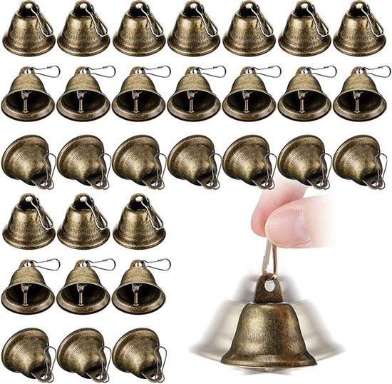 30x Kerst bellen Met ophang oog - 40*38mm - Kerstbel - Kerstbellen - Kerstversiering - Hangende decoratie voor Kerstmis - Metalen bellen om op te hangen - Bel hanger - Brons - Metaal - Voor Kerstmis,Sieraden,Windgongen en Honden Potjes Training