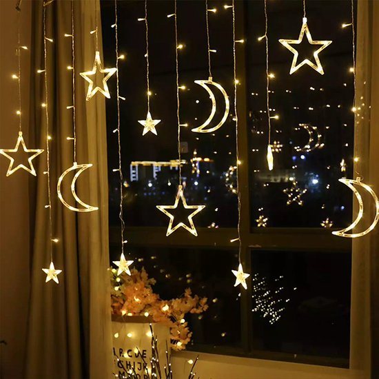 Sterrenhemel - Lichtketting met maan en sterren versiering - Warm licht - 1.5M snoer - 220V