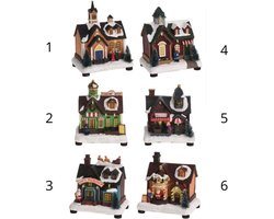 Kersthuisje met Verlichting - Kerstdorpje - Huisje met Led - H13-15cm - 1 Huisje