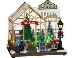 LuVille Kerstdorp Miniatuur Winter Kweekkas - L21 x B14 x H20 cm