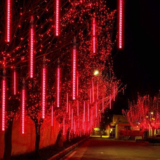 Kerst - LED Meteoorregen Buis - 30 cm - Rood - Voor Buiten