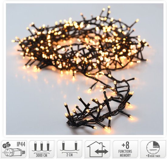 Nampook Kerstlampjes - 30 meter - extra warm wit - microcluster - 1500 LED-lampjes