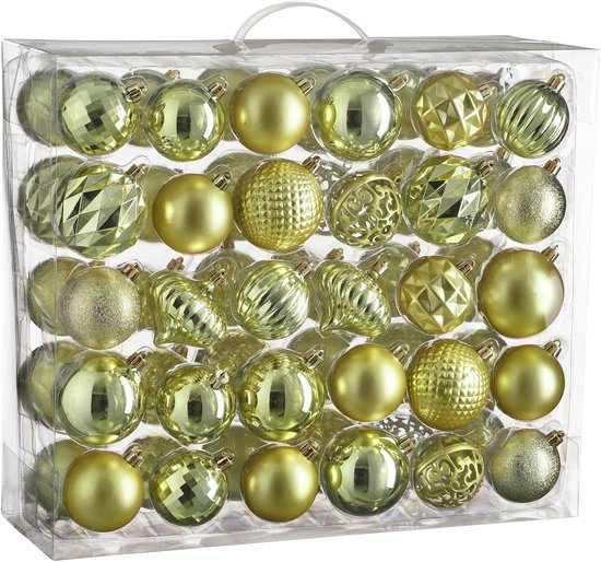 Mica Decorations Kerstballen Set - 60 Stuks - Ø7 cm - Onbreekbaar - Lichtgroen