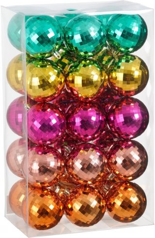 Mica Decorations Kerstballen set - 30 Stuks - Ø8 cm - Onbreekbaar - Roze, Fuchsia, Goud, Oranje, Groen