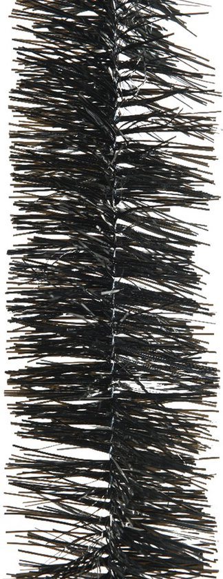 Decoris - Kerstslinger - Lametta - glanzend zwart - 270cm