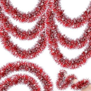QTTVBTNA - 1 stuk 5 Meter Kerst Guirlande - Dikke Wijnrode Kerst Slingers - Metallic Kerst Decoratie voor Binnen - Feestelijke Kerstboom Versiering voor Feest en Woonkamer