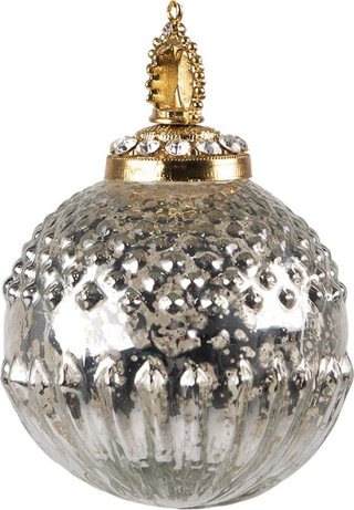 Clayre & Eef Kerstbal Overig Ø 7 cm Zilverkleurig Glas Kerstballen