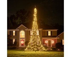 Fairybell LED Buiten Kerstboom voor in de vlaggenmast - 6 meter - 900LEDs - Warm wit