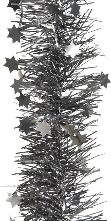 2x Antraciet kerstversiering folie slinger met ster 270 cm