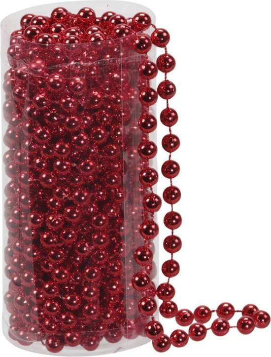 Kralenslinger - rood - kunststof - 8 meter - kerstboomversiering - kerstversiering - kerstslingers