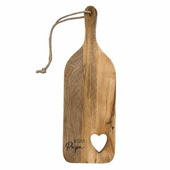 Mango houten serveerplank “De liefste Papa” – Vaderdag cadeau – 40x13 cm – Serveerplank met hart - Vaderdag - Cadeau papa