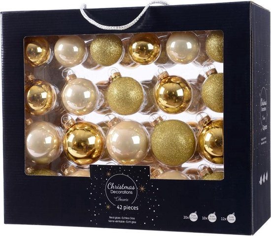 Decoris Kerstballen - glas - goud - 42-delig